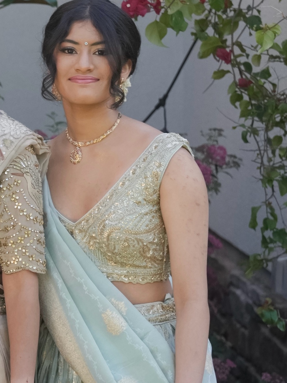 Elegant Seafoam Green Embroidered Lehenga - Picture 2 of 2